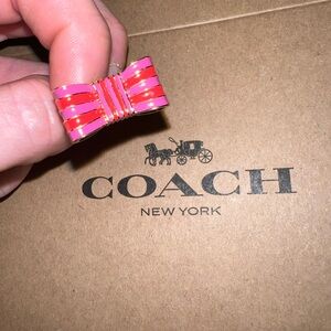 Coach Poppy Pink Stripe Bow Ring 💝